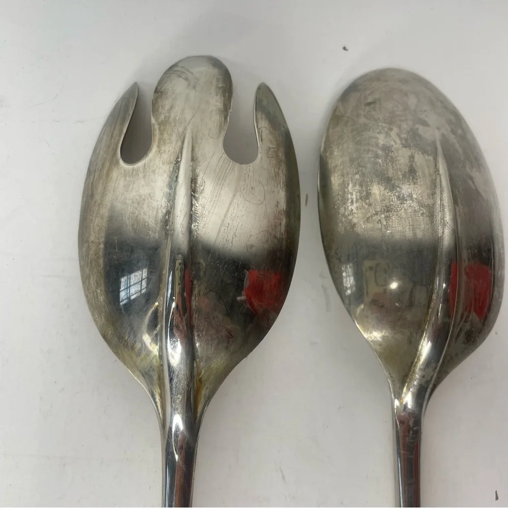 1991 International Silver Company Spoon Fork Serving Set Silver Plate 12.75”